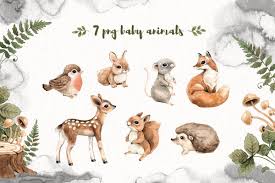 Watercolor Forest Little Animals Set Animal Illustration Baby Animal Prints Woodland Illustration