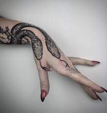 Wonderful Daring Snake Tattoo Design On Hand For Women Love Cart Snake Hand Tattoo Tattoos Two Headed Snake Tattoo