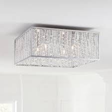 Home Decorators Collection Saynsberry 16 In 4 Light Chrome Square Flush Mount With Glass Beads 16648 The Home Depot Closet Light Fixtures Home Decorators Collection Light