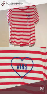 Old Navy Love Wins Shirt Red And White Striped Shirt Embroidered Heart Wins Never Worn Xl Tag Still On Shirt Old Navy To Winning Shirts Striped Shirt Shirts