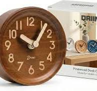 Driini Wooden Analog Desktop Clock – 4.3 in. Decorative Pinewood, No-Tick  Design – Easy to Read Silent Sweep Mantle Clock – Quiet Tabletop Clocks  with ...