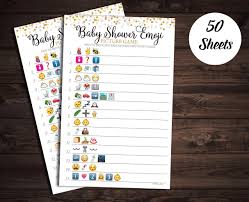 Guess up emoji baby shower answers cheats solution with emoji icons for iphone ipad android. Buy 50 Baby Shower Emoji Picture Game Baby Shower Game Gender Neutral 50 Sheets Online In Turkey B07bd2glq7