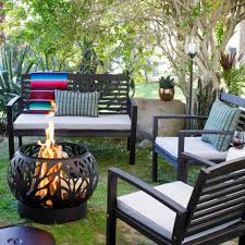 Yardbird's fire pit tables are rust free aluminum, adjustable 55,000 btu (high heat), heavy duty commercial grade aluminum, waterproof, matching all fire pit tables include a free conversion component for compatibility with natural gas line. 5 Piece Espresso Gas Burning Fire Pit Patio Set Fastfurnishings Com