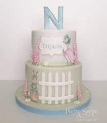 Beatrix Potter Theme Baby Shower Cake With Hand Painted Details Peter Rabbit Cake Christening Cake Girls Beatrix Potter Cake