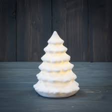 When used in conjunction with an electric fixture on the base of the tree, display a wonderful array of cheerful holiday illuminations. White Ceramic Led Tree 11cm 50305 Christmas Display And Light Up Rosefields