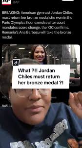 I feel so bad for Jordan , this is definitely no fault of hers and they  should let her keep her medal. She earned it ! #parisolympics2024 #teamusa  #gymnastics