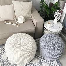 White Crochet Pouf Knitted Pouf And Ottoman Large Pouffe Etsy Living Room Pouf Pouf Ottoman Living Room Ottoman In Living Room