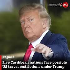 Five Caribbean nations—Saint Lucia, Antigua and Barbuda, Dominica, St.  Kitts and Nevis, and Cuba—have been included in a proposed list of  countries facing potential travel restrictions under the Trump  administration. For more: