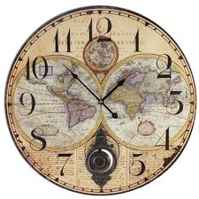 Grande Pendule Mappemonde Taille Taille Unique Pendule Cadran Horloge Murale
