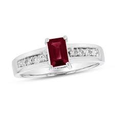 Maybe you would like to learn more about one of these? Emerald Cut Ruby And 1 6 Ct T W Diamond Engagement Ring In 14k White Gold Zales