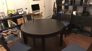 Chairs round dining table sets kitchen table settings ikea. Ikea Bjursta Circular Expandable Table Youtube