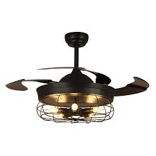 Industrial Fan Light With Invisible Blade Vintage Caged Chandelier Fan 7pm Lighting