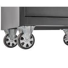 4 grosse räder, 2 gebremste lenkrollen (ø 100 mm), 2 bockrollen (ø 125 mm). Werkstattwagen 9 Schubladen Online Kaufen Powerplustools De Onlineshop
