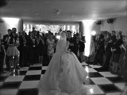 Black And White Dance Floor Wedding Black And White Dance Floor With The Bride And Groom On There First Dance Dance Floor Wedding Sophisticated Wedding Black White