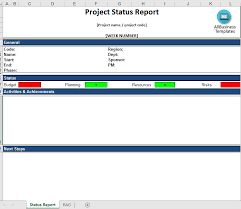 Einsatzgebiete sind sowohl privat als auch beruflich. Project Status Report Excel Template Premium Schablone