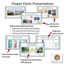 Glass of your choosing, paint, brown, yellow, white, blossum color, palette, paint brushes, water cup, paper towel. Art Lesson Plan Cherry Blossoms In Spring By Awesome Art Tpt