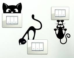 Adesivi Da Interruttore Cat Sticker Wall Painting Decor Drawing Room Decor Diy Wall Painting