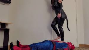 Megan Jones - Role Play Session Catwoman Spiderman Trampling Scissors Belt  - XFights