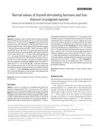 pdf normal values of thyroid stimulating hormone and free