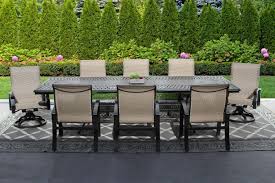Here are just a few of the main features you should discover during your search: Barbados Sling Outdoor Patio 9pc Dining Set With 48x84 132 Inch Extendable Table Series 6000 Zenpatio
