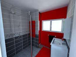 Vous pourrez donc vous inspirer de a défaut de refaire toute votre salle de bain, de simples accessoires peuvent transformer son ambiance. Sdb Gris Et Rouge Douche A L Italienne Salle De Bain Rouge Salle De Bain Design Mobilier Salle De Bain