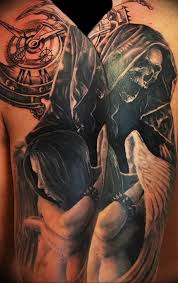 He is often portrayed with his tongue hanging out. Photo Tattoo Angel Of Death Ot 02 10 2018 006 Sample Picture Tattoovalue Net Tattoovalue Net