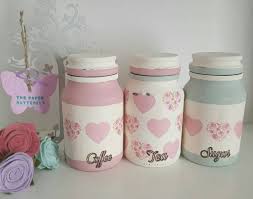 Tea Coffee And Sugar Jars Kitchen Canisters Kitchen Storage Pastel Kitchen Decor Hearts And Flowers Kitchen Decor Pink Jar Sugar Jar Pastel Kitchen Decor Shop our collection of kitchen canisters from your favorite brands including mud pie, artimino, kate spade new york, and more available at dillard's. pinterest