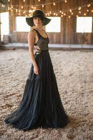 Backless Black Wedding Dress With Ravishing Three Tiered Lace Chiffon Tulle Skirt W Black Wedding Dresses Alternative Wedding Dresses Bohemian Wedding Dress