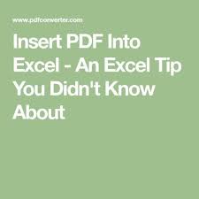 Insert Pdf Into Excel An Excel Tip You Didn T Know About Excel Hacks Excel Tutorials Excel