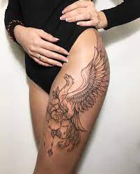 Irainkers Phoenix Linework Dotwork Leg Tattoos Women Hip Tattoos Women Thigh Tattoo Designs