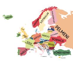 On a map, you will see boundaries of different countries, water spots, popular cities, different roads, and airports. This Map Shows The Most Popular Foods In Europe