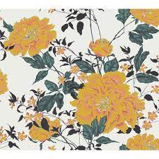 Vintage Floral Yellow Peel Stick Wallpaper By Drew Barrymore Flower Home Walmart Com Drew Barrymore Flower Home Vintage Floral Wallpapers Peel And Stick Wallpaper