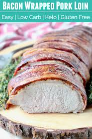 In This Rosemary Balsamic Pork Loin Recipe Pork Is Rubbed With Garlic Herbs Bacon Wrapped Pork Loin Recipes Pork Loin Recipes Oven Bacon Wrapped Pork Loin