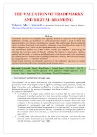 Pdf The Valuation Of Trademarks And Digital Branding