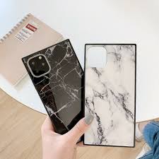 For Iphone 12 Pro Max Xr X 7 8 Plus Marble Pattern Soft Shockproof Square Case Marble Pattern Black Iphone Cases Iphone 11