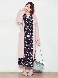 冬コーデ vivi12月号 viviモデル 玉城ティナ ファッション ワンピース 花柄ワンピ 着回し ファッション vivi モデル ワンピ