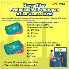 List tiket super murah ini berlaku untuk pemesanan tiket hingga tanggal 15 juli 2018. Harga Tiket Asian Games 2018 Dianggap Kelewat Mahal
