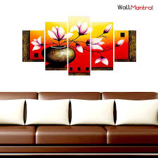 Check spelling or type a new query. Flower Pot Wall Art Canvas Painting In 5 Pieces Wooden Frame