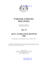 Maybe you would like to learn more about one of these? Akta Mahkamah Rendah 1948 Akta 92 Studocu