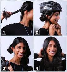 10 Easy Helmet Friendly Hairstyle Tutorials For Looking Stylish When Cycling Cycling Cycling Haartutorial Motorrad Frisuren Haar Styling