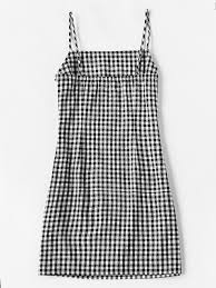 Fabric Fabric Has No Stretch Season Summer Type Slip Pattern Type Plaid Sleeve Length Sleeveless Color Black A Checkered Dress Cami Slip Dress Cami Dress
