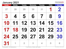 Join our email list for free to get updates on our latest 2021 calendars and more printables. January 2021 Calendar Templates For Word Excel And Pdf