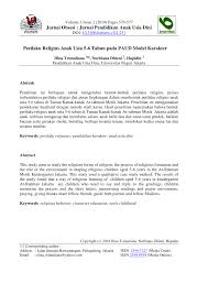 Pendidikan anak usia dini (paud) adalah : Pdf Perilaku Religius Anak Usia 5 6 Tahun Pada Paud Model Karakter
