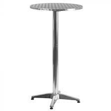 Stainless steel is a strong, durable material that resists rusting and can maintain weight at a rigorous standard making it an ideal base for bar stools and seating. 23 25 Round Indoor Outdoor Bar Height Table With Stainless Steel Top