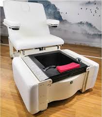 Folded Manicure Pedicure Chairs Foot Spa Massage Station Salon Bed With Bowls Beauty Spa Equipment Hair Spa Massage Spa Pedicure Chairs Beauty Salon Equipment
