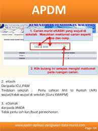 Dengan wujudnya fungsi ini proses semakan data murid menjadi lebih cepat lagi mudah. Apdm