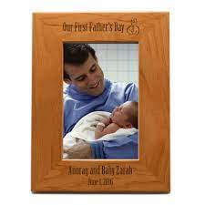 6 1/2 x 8 1/2 and holds a 4 x 6 photo. First Fathers Day Picture Frame