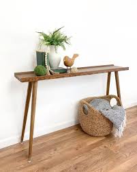 Sold Boho Farmhouse Sofa Console Table With Mid Century Style Etsy In 2020 Mid Century Modern Sofa Table Mid Century Accent Table Farmhouse Sofa