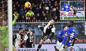 Italian serie a match juventus vs sampdoria 20.09.2020. Sampdoria 1 2 Juventus Cristiano Ronaldo Scores Remarkable Header To Seal Three Points Daily Mail Online