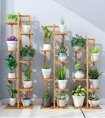 7 Tier Bamboo Plant Stand Widen 8 Potted Flower Pot Stand Display Rack For Indoor Outdoor Garden Greenhouse Patio Natur Bamboo Plants Plant Stand Plant Shelves